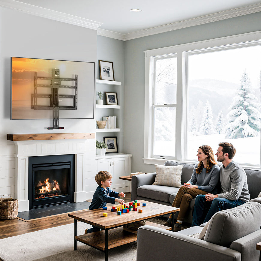 Fireplace Mantel TV Wall Mount, Above Fireplace Drop Down TV Mount, With Height Adjust for Most 43" - 80" TVs, Max VESA 600x400mm, up to 80lbs, above Fireplaces TV Mount