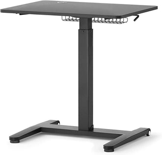 Mobile Laptop Standing Desk Adjustable Height, Mobile Desk Workstation with Wheels for Home Office Classroom (Black)